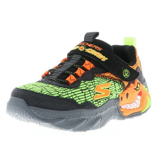 Scarpe Bambino SKECHERS Art. 400615LBKOR sneakers BLACK ORANGE LUCI DINOSAURO