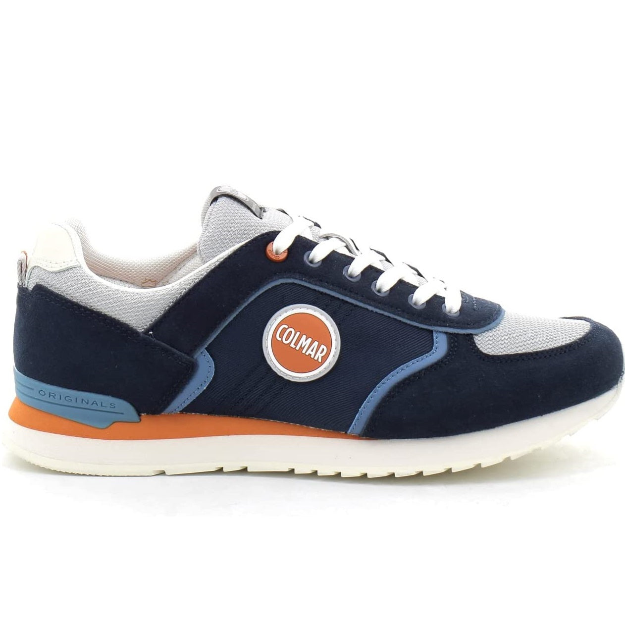 Scarpe casual da Uomo COLMAR Art. TRAVIS BLOCK 008 sneakers NAVY ORANGE LT GRAY