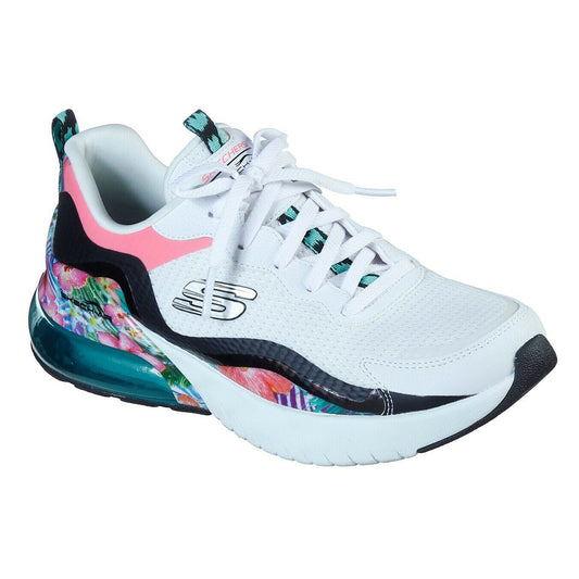 Un tocco perfetto con i motivi evidenzia il comfort sportivo con skech-Air Stratus - la camera d'aria SKECHERS Super Galaxy. Tomaia in rete, tessuto sintetico e tessuto sintetico con motivi in una sneaker sportiva in pizzo con accenti e sovrapposizioni di cuciture. Soletta in schiuma di memoria raffreddata ad SKECHERS aria. Con la camera d'aria surround Skech-Air Stratus.