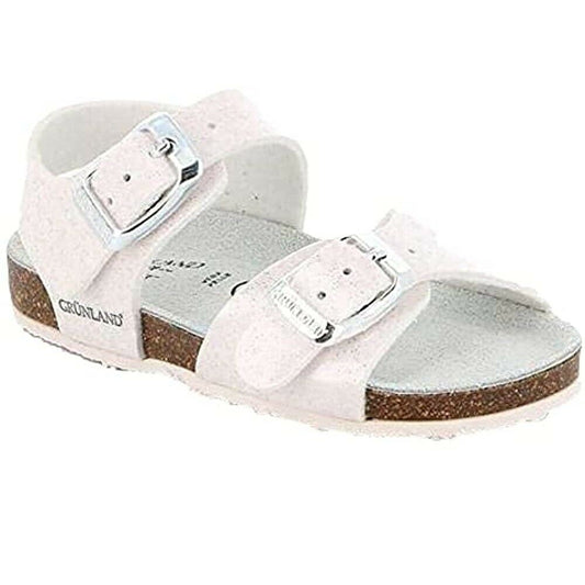 Scarpe da Bambina GGRUNLAND - Art. SB1258 40AFRE Bianco sandalo doppia fibbia