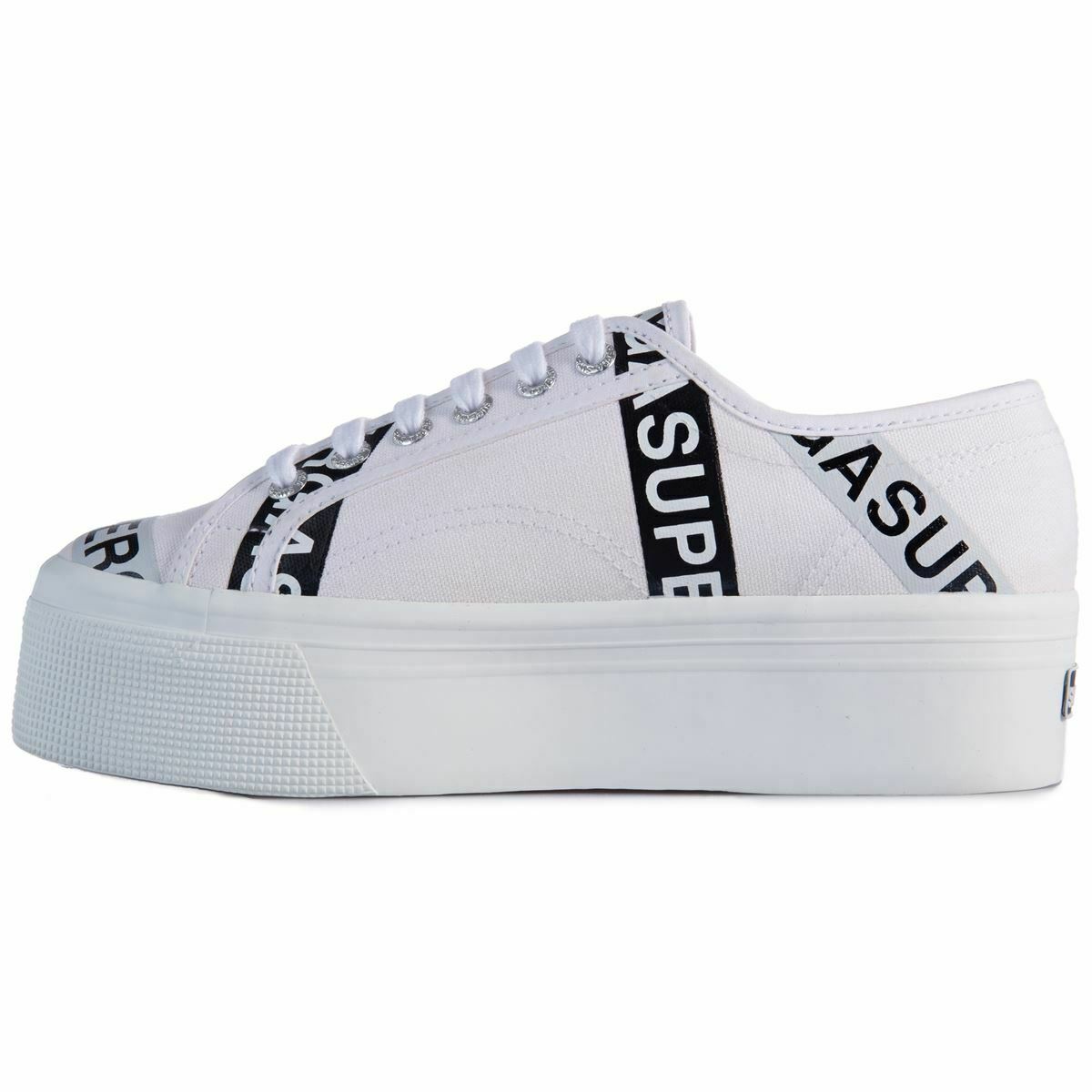 Scarpe da Donna SUPERGA Art. 2790 LETTERING TAPE JELLYSOLE BIANCO Sneakers con plateau