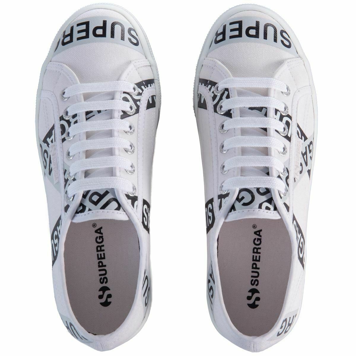 Scarpe da Donna SUPERGA Art. 2790 LETTERING TAPE JELLYSOLE BIANCO Sneakers con plateau