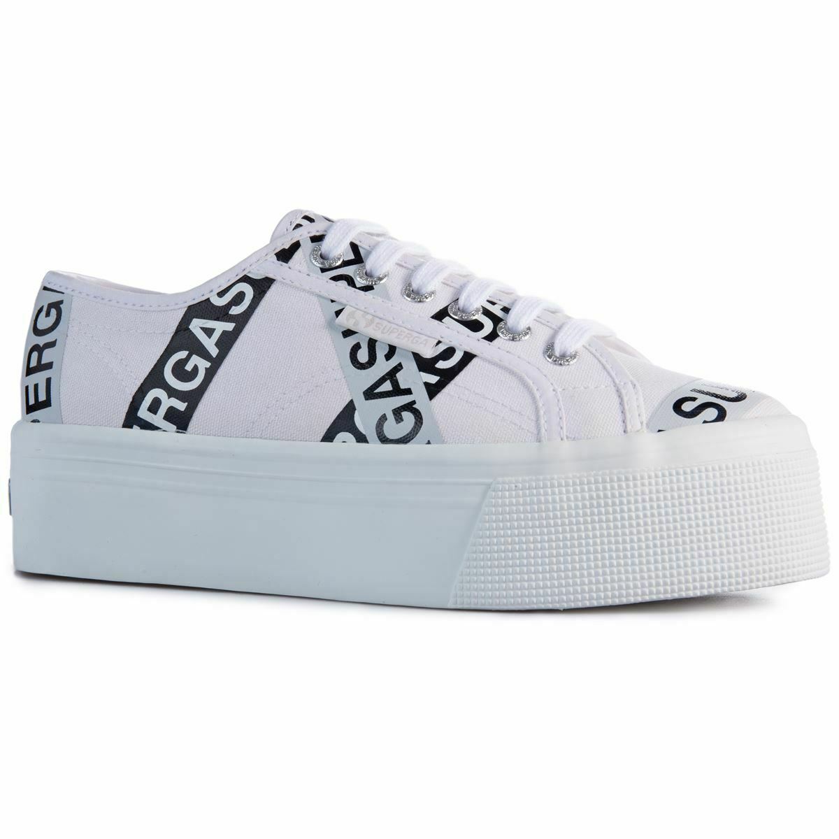 Scarpe da Donna SUPERGA Art. 2790 LETTERING TAPE JELLYSOLE BIANCO Sneakers con plateau